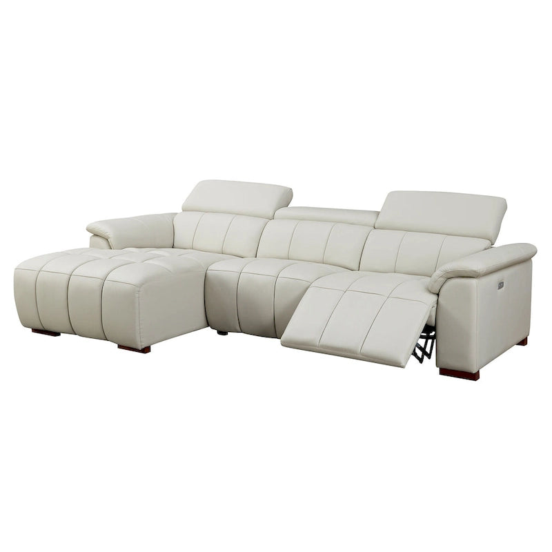 Canapé inclinable mural avec commande électrique, cuir véritable et port USB