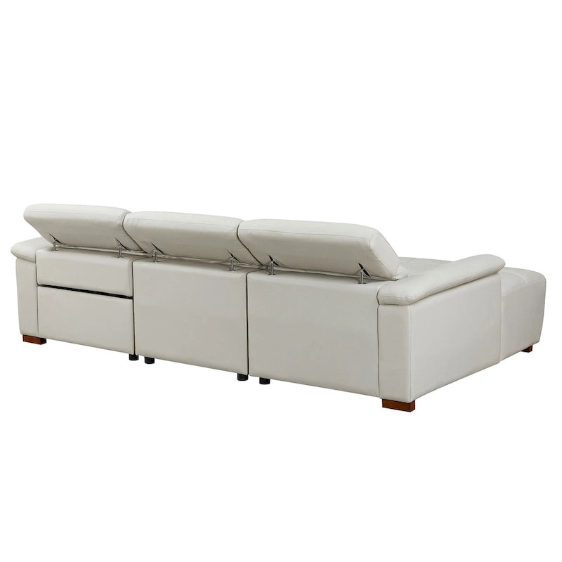 Canapé inclinable mural avec commande électrique, cuir véritable et port USB