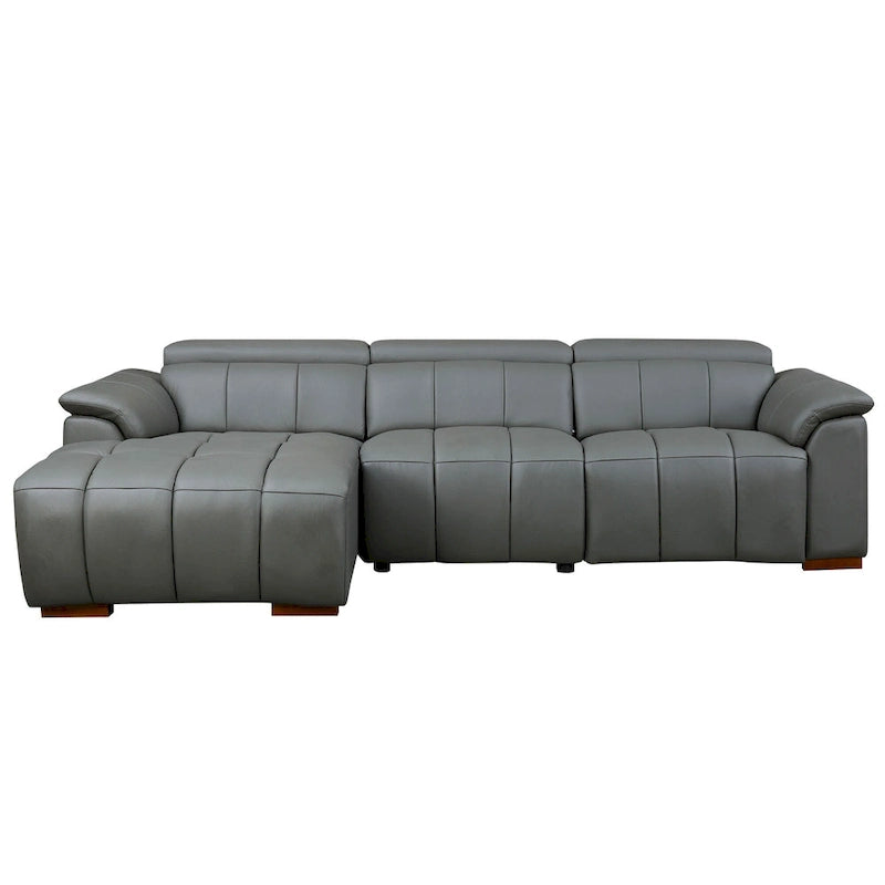 Canapé inclinable mural avec commande électrique, cuir véritable et port USB