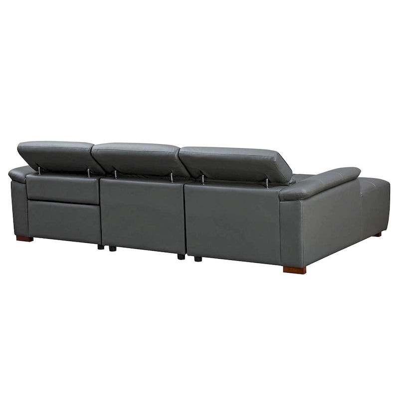 Canapé inclinable mural avec commande électrique, cuir véritable et port USB