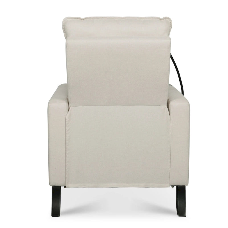 Fauteuil inclinable manuel en tissu moderne avec support de téléphone, porte-gobelet et repose-pieds