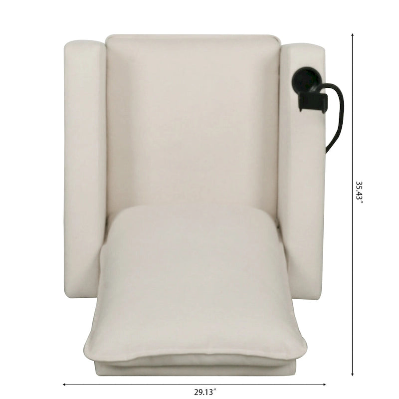 Fauteuil inclinable manuel en tissu moderne avec support de téléphone, porte-gobelet et repose-pieds