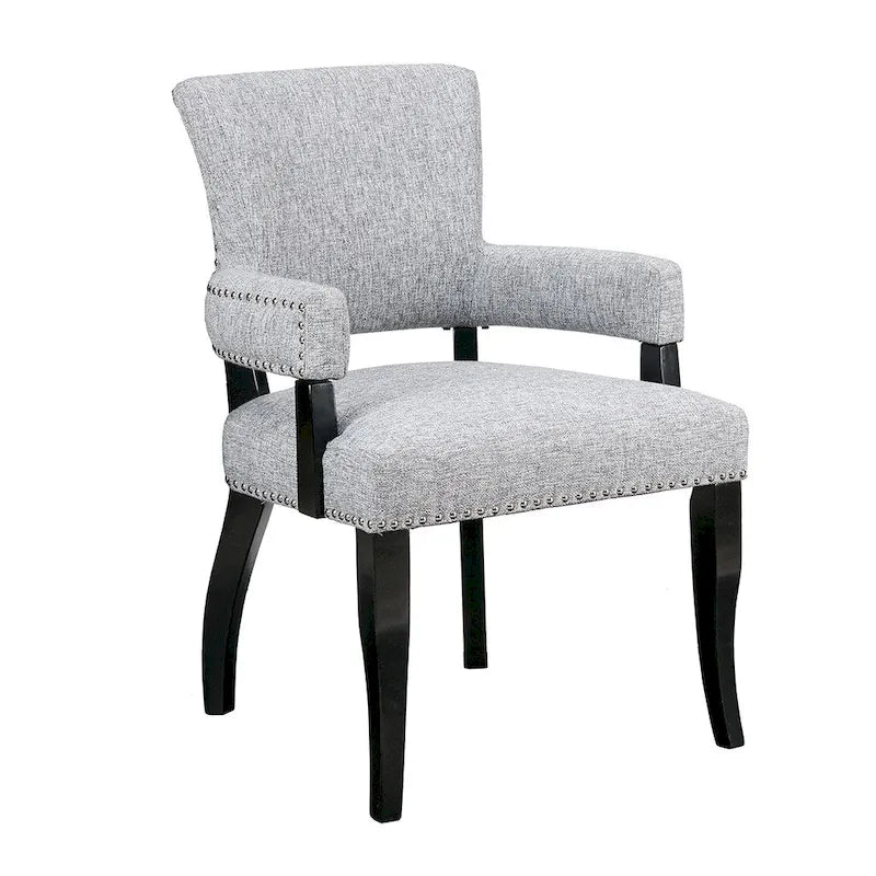 Chaise de salle à manger avec accoudoirs et garniture cloutée
