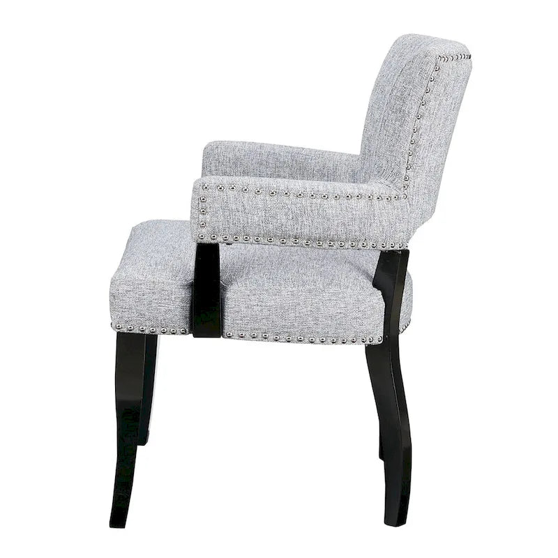 Chaise de salle à manger avec accoudoirs et garniture cloutée