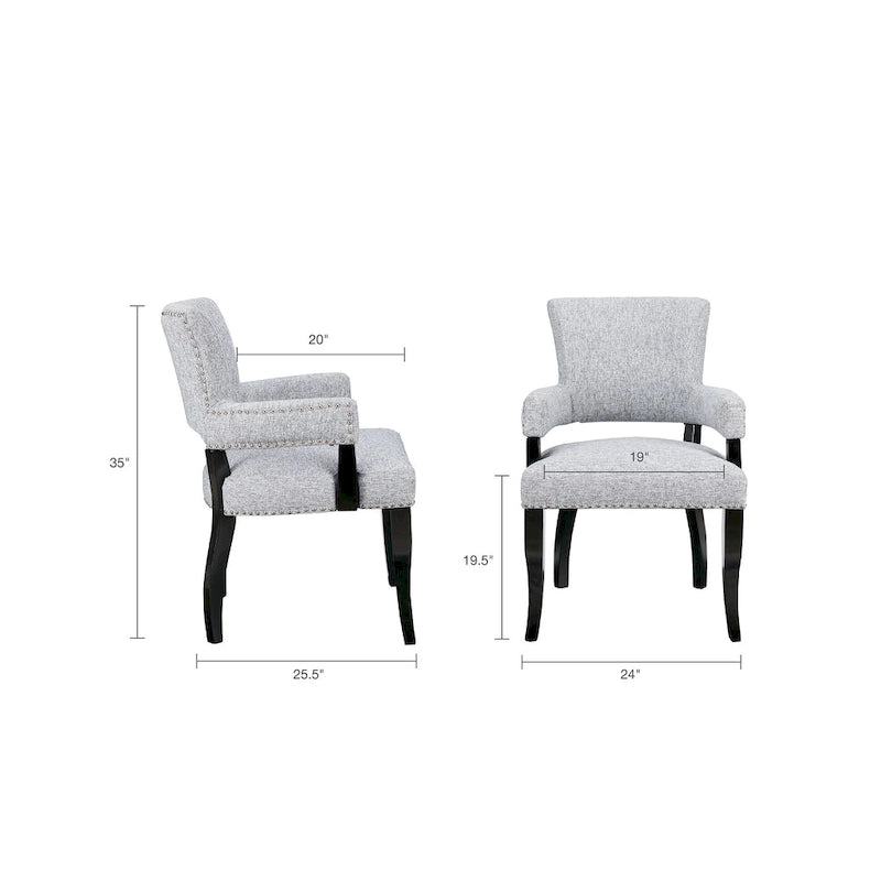 Chaise de salle à manger avec accoudoirs et garniture cloutée