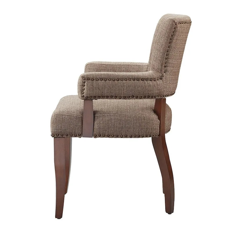 Chaise de salle à manger avec accoudoirs et garniture cloutée