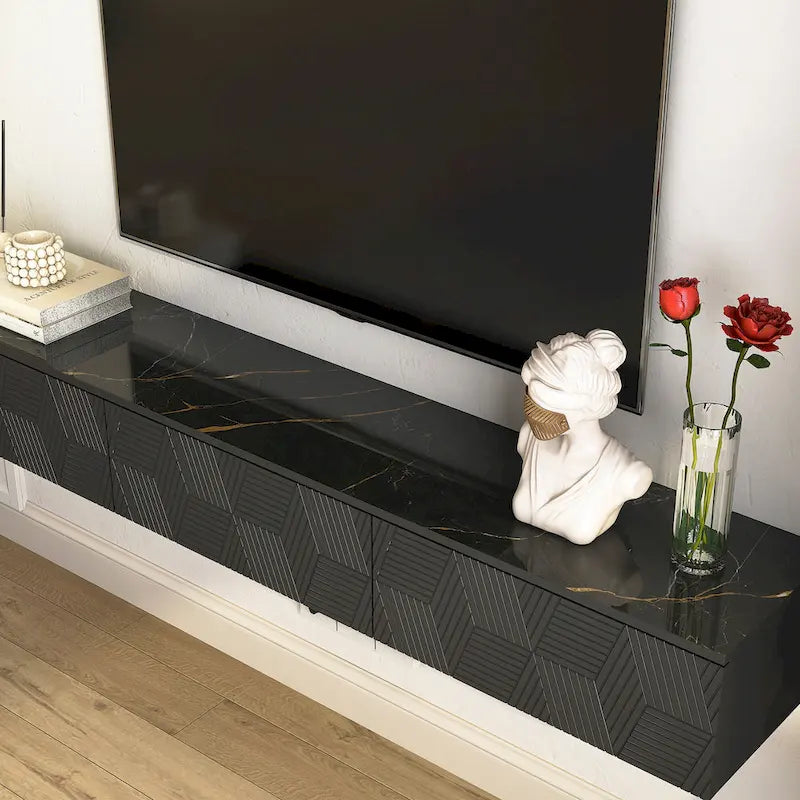 Meuble TV flottant mural avec lumières LED 16 couleurs