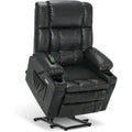 Grand fauteuil inclinable releveur électrique à deux moteurs avec massage et chaleur, en similicuir