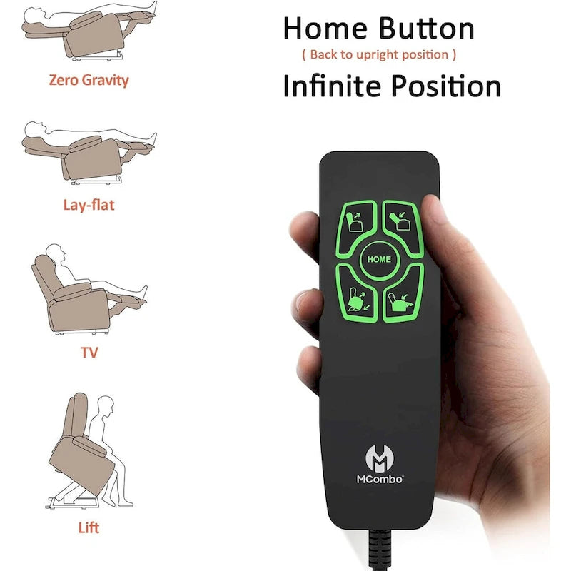 Grand fauteuil inclinable releveur électrique à deux moteurs avec massage et chaleur, en similicuir
