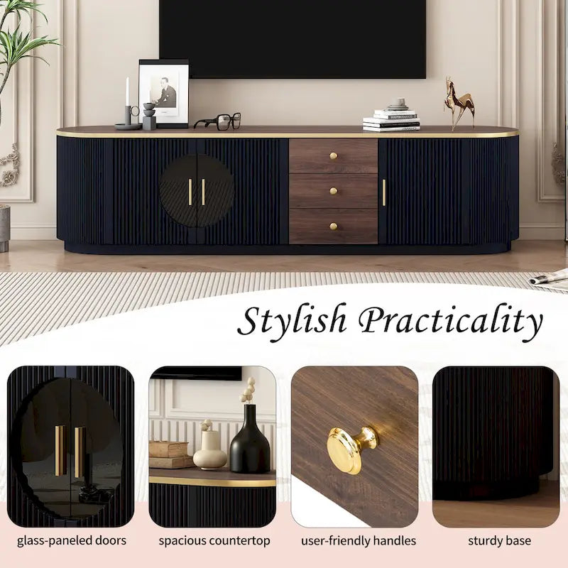 Meuble TV de 180 cm avec 3 tiroirs et placard de rangement