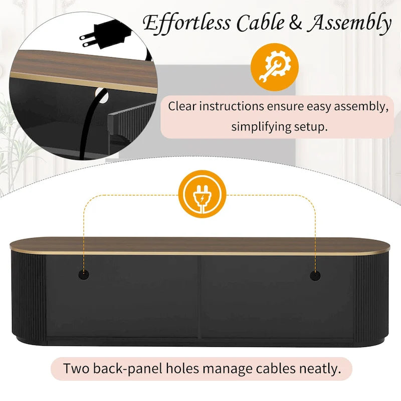 Meuble TV de 180 cm avec 3 tiroirs et placard de rangement