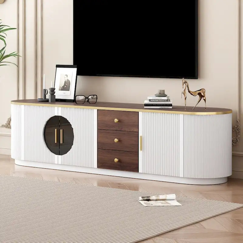 Meuble TV de 180 cm avec 3 tiroirs et placard de rangement