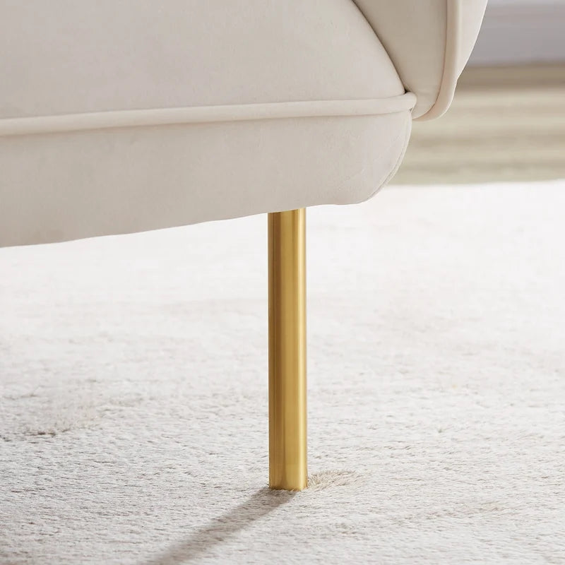 Fauteuil d'appoint moderne en velours beige avec pieds en métal