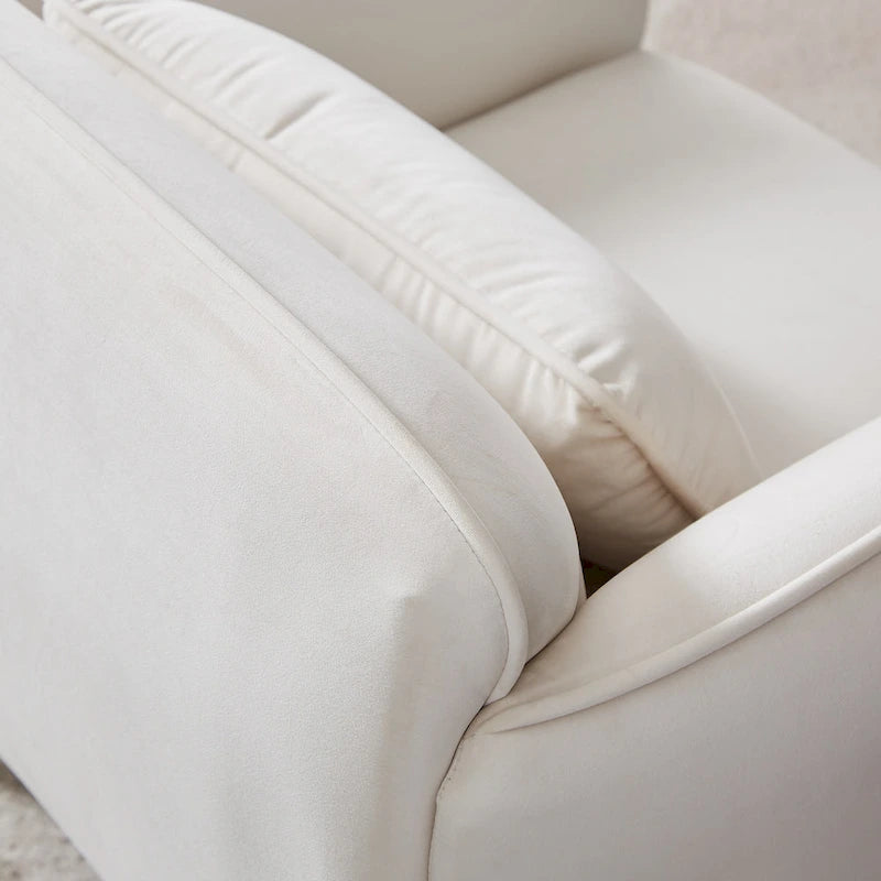 Fauteuil d'appoint moderne en velours beige avec pieds en métal