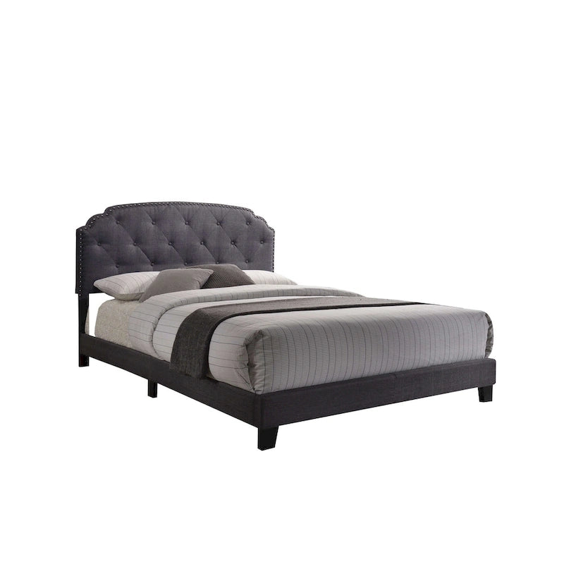 Queen Bed with Nailhead Trim Headboard
