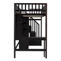 Twin Pine Loft Bed with Bookshelf, Drawers, Desk, Wardrobe, and Stairs