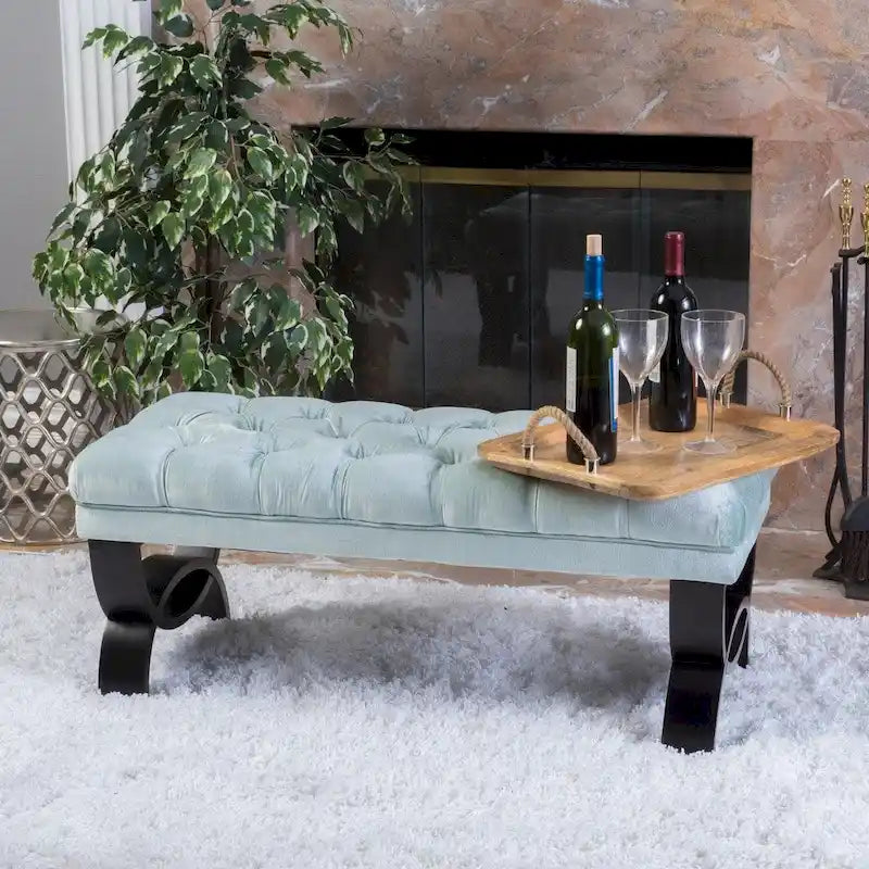 Tufted Velvet Ottoman Bench