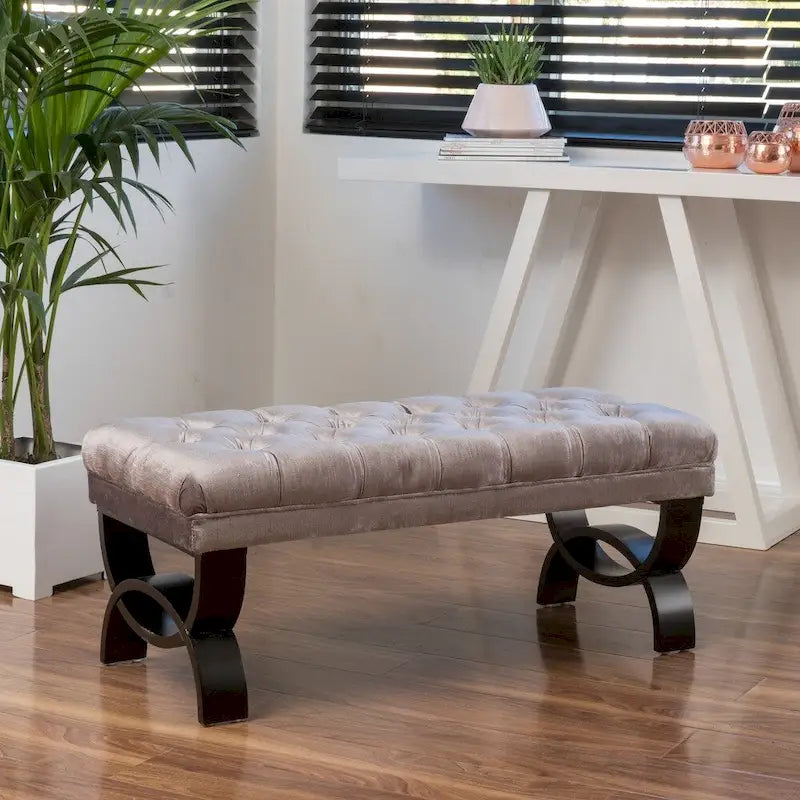 Tufted Velvet Ottoman Bench