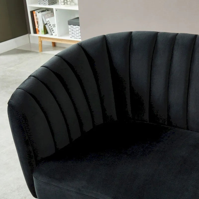 Causeuse capitonnée en microfibre de velours contemporaine