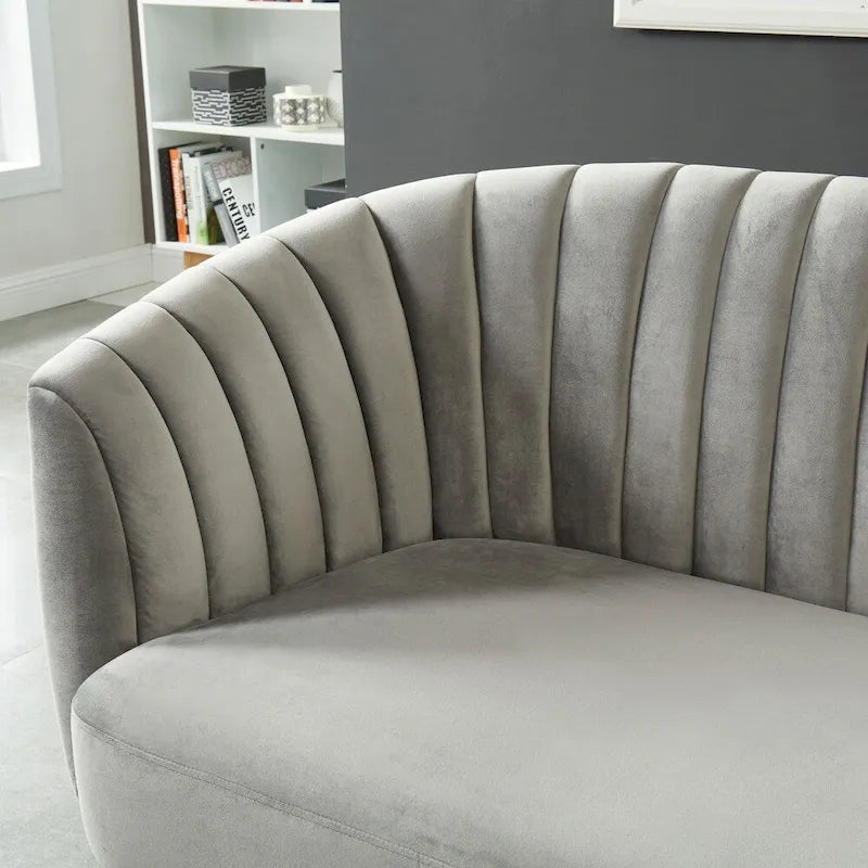 Causeuse capitonnée en microfibre de velours contemporaine