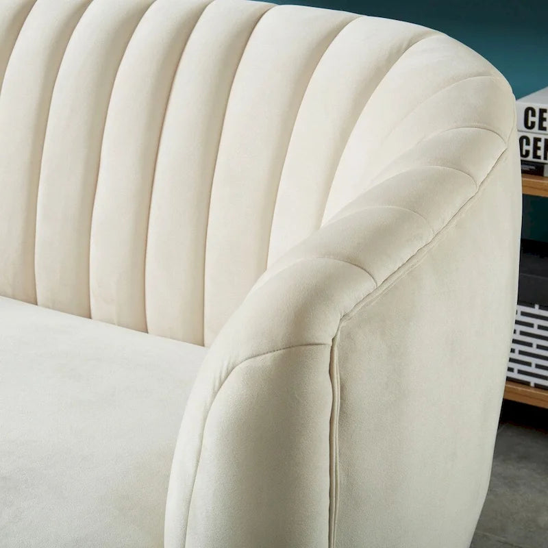 Causeuse capitonnée en microfibre de velours contemporaine