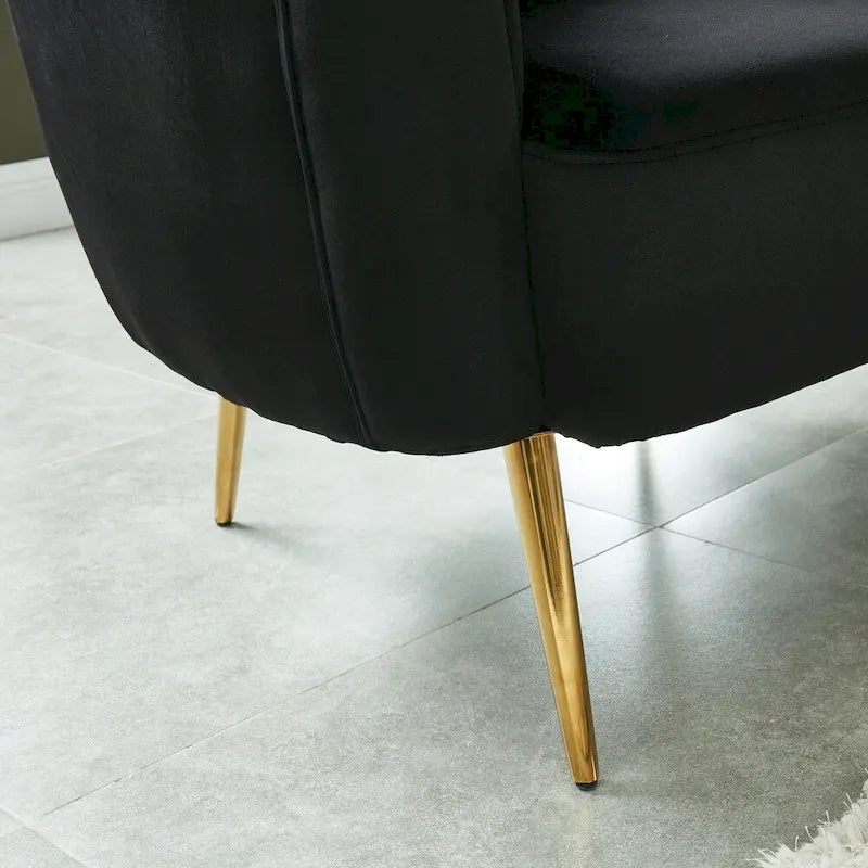 Causeuse capitonnée en microfibre de velours contemporaine