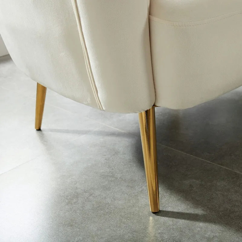 Causeuse capitonnée en microfibre de velours contemporaine
