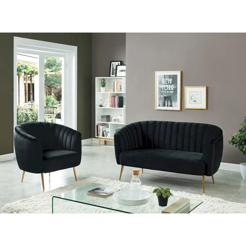 Causeuse capitonnée en microfibre de velours contemporaine