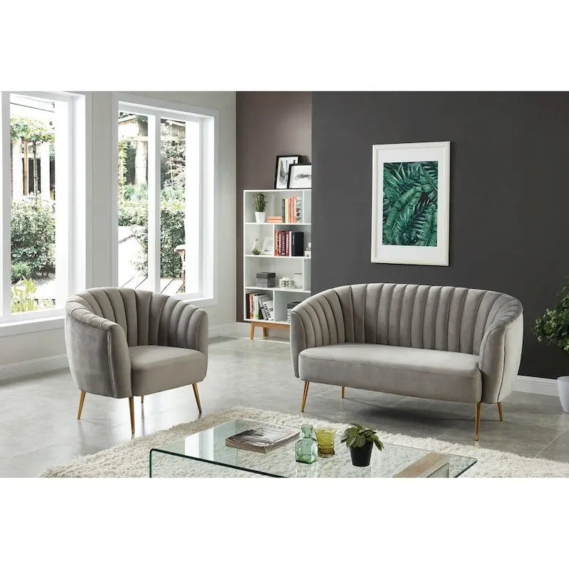 Causeuse capitonnée en microfibre de velours contemporaine