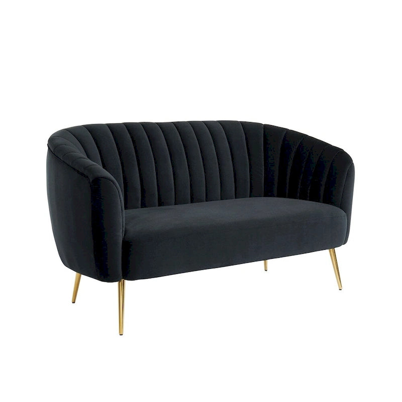 Causeuse capitonnée en microfibre de velours contemporaine