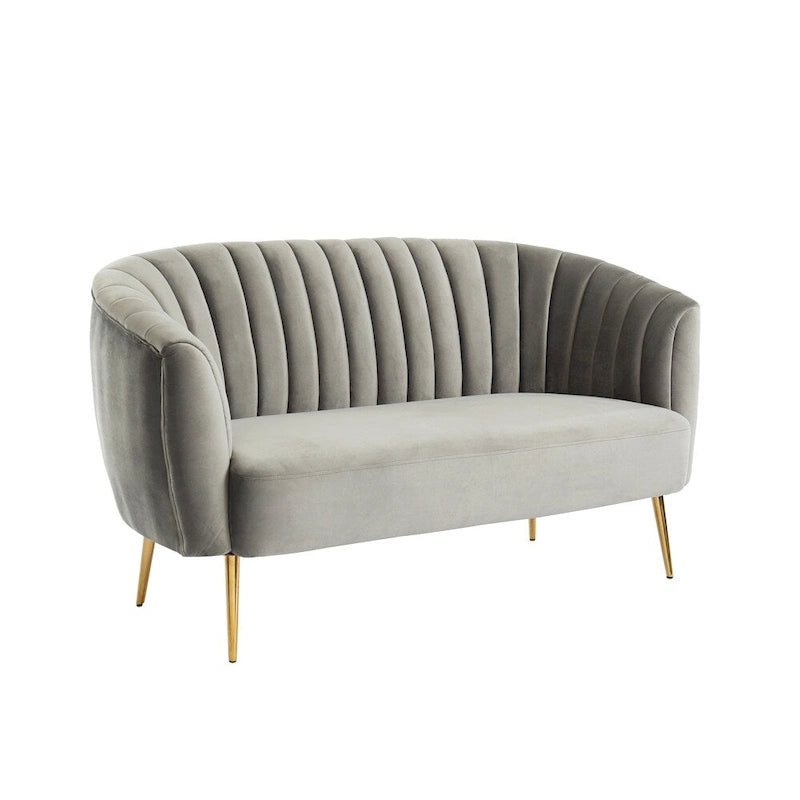 Causeuse capitonnée en microfibre de velours contemporaine