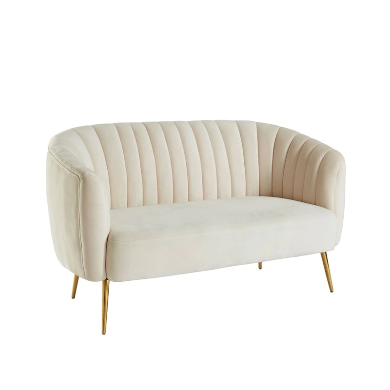 Causeuse capitonnée en microfibre de velours contemporaine