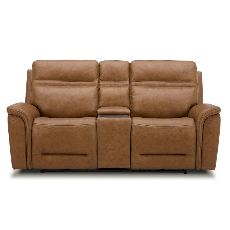 Causeuse inclinable électrique double en cuir avec console
