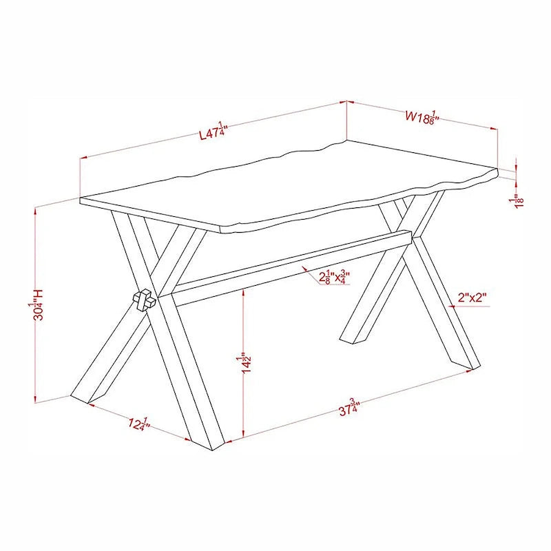 Table de canapé transitoire en bois massif de noyer de 47 pouces