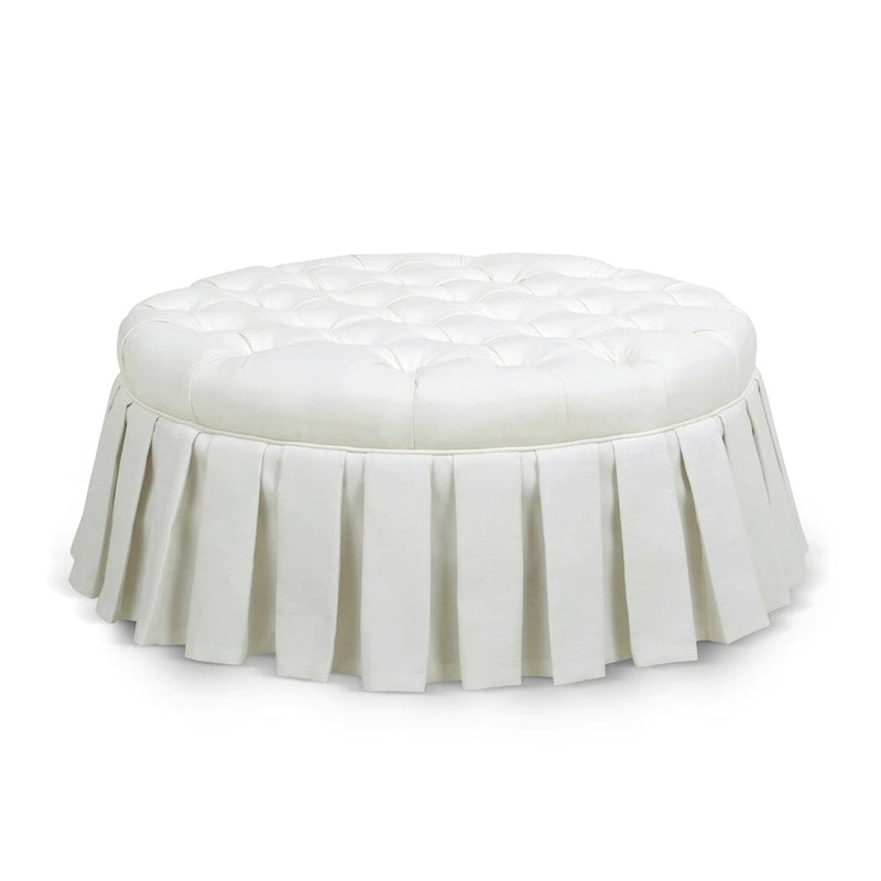 Tufted Cocktail Ottoman with Pleated Skirt