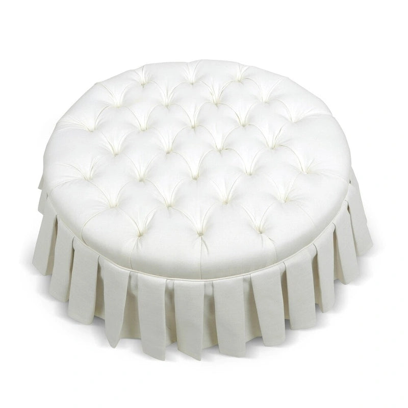 Tufted Cocktail Ottoman with Pleated Skirt