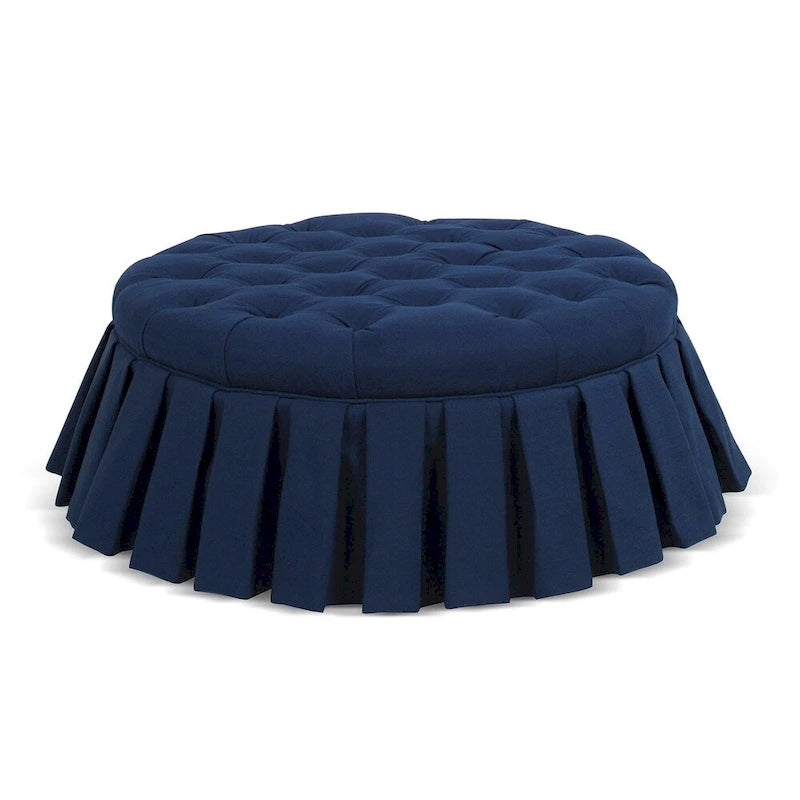 Tufted Cocktail Ottoman with Pleated Skirt