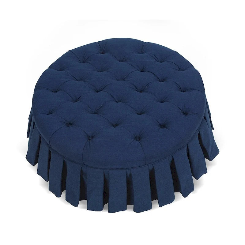 Tufted Cocktail Ottoman with Pleated Skirt