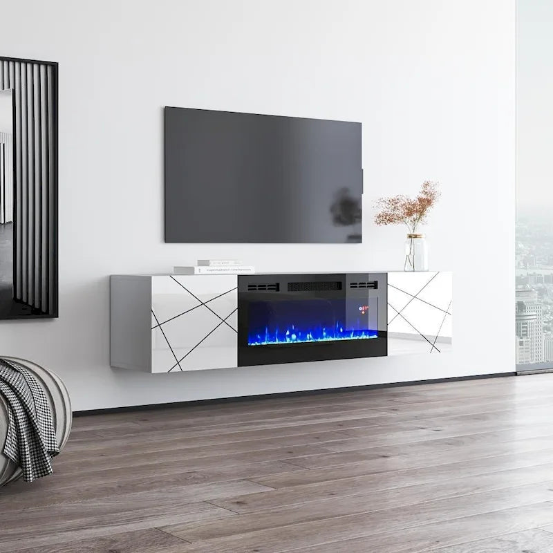 Meuble TV 63" avec cheminée électrique