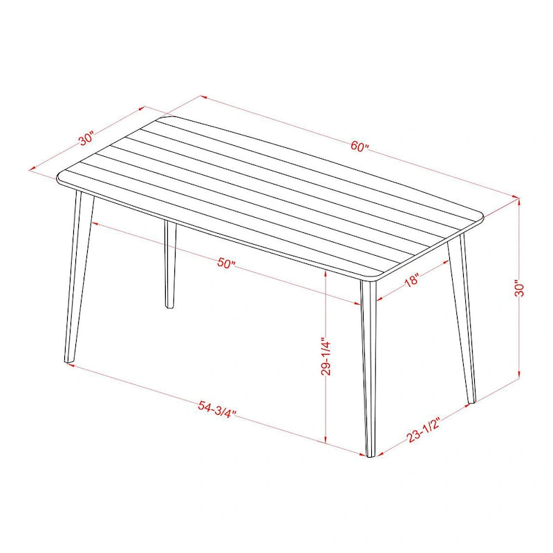 Mid-Century Modern 60-Inch Dining Table