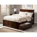 Madison Full Platform Bed with 2 Storage Drawers in Walnut