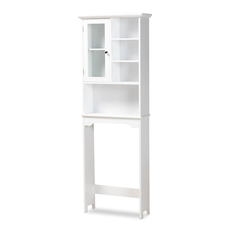 Meuble de rangement de salle de bain blanc en bois fini à poser au-dessus des toilettes
