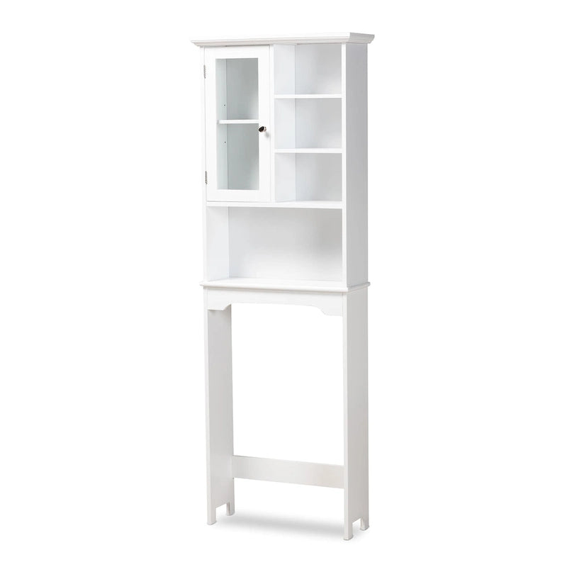 Meuble de rangement de salle de bain blanc en bois fini à poser au-dessus des toilettes