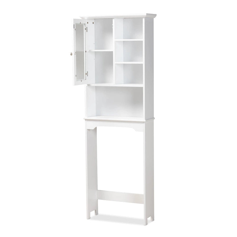 Meuble de rangement de salle de bain blanc en bois fini à poser au-dessus des toilettes