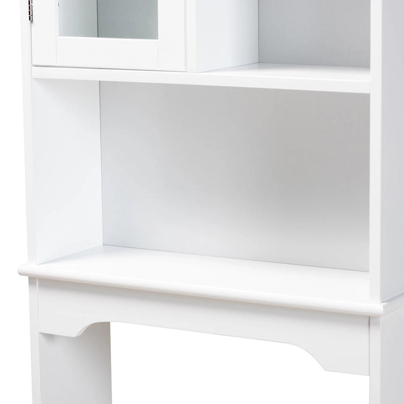 Meuble de rangement de salle de bain blanc en bois fini à poser au-dessus des toilettes