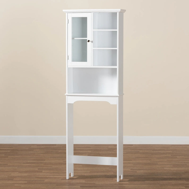 Meuble de rangement de salle de bain blanc en bois fini à poser au-dessus des toilettes
