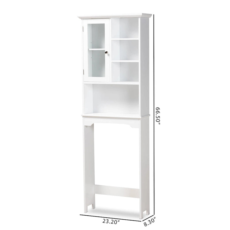 Meuble de rangement de salle de bain blanc en bois fini à poser au-dessus des toilettes