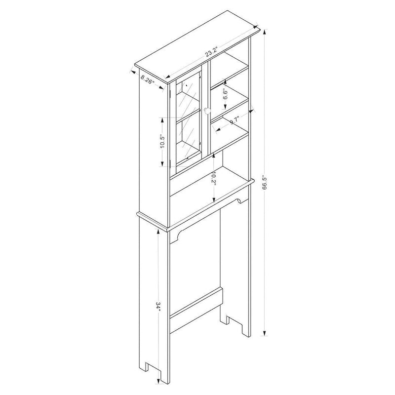 Meuble de rangement de salle de bain blanc en bois fini à poser au-dessus des toilettes