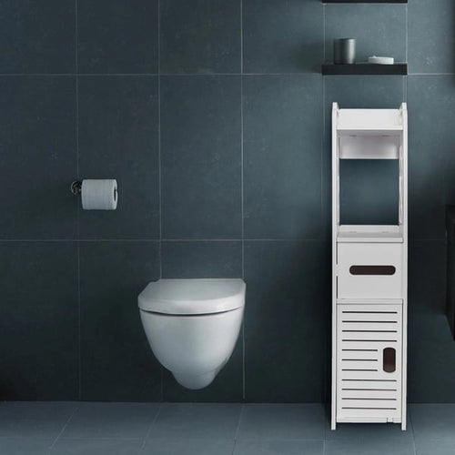 4-Tier Bathroom Standing Shelf Storage Organizer with 2 Doors