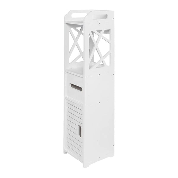 4-Tier Bathroom Standing Shelf Storage Organizer with 2 Doors